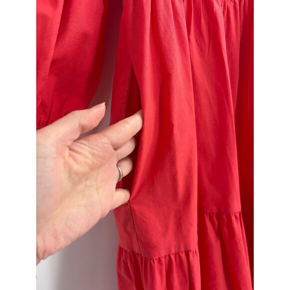 Sundry Evereve The Anywhere Tiered Puff Sleeve Poplin Cotton Dress Womens Size 2 - Picture 6 of 9